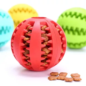 Brinquedo Interativo para Cães Bola de Borracha para Mastigar e Limpeza Dental